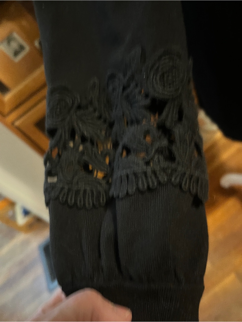 Alfani Black Sweater Dress Lace Cuff Long Sleeve Medium - Picture 12 of 14